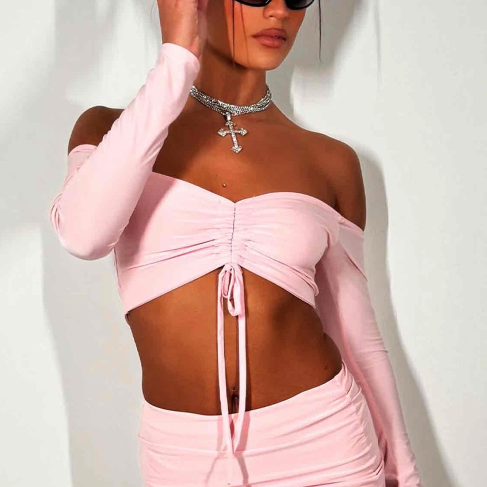 SHEIN Blush Off-Shoulder Two-Piece Set